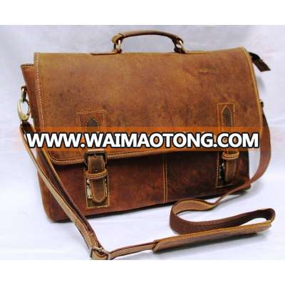 Men's Brown 21 Ihch Crazy Horse Leather Laptop Bag