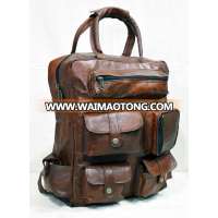 Annu Exports real leather backpack rucksack college bag man women 16"