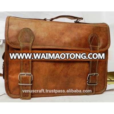 Pure leather laptop and office use messenger bag vintage hand made leather satchel bag