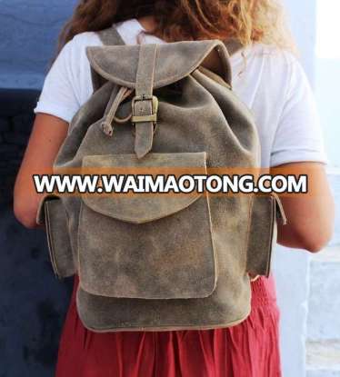 Real leather backpack genuine leather ruck sack bags from manufacturer