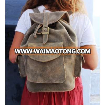 Real leather backpack genuine leather ruck sack bags from manufacturer